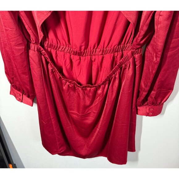 NWT Lost + Wander Womens Dark Red Emerald Mini Dress XL Open Back XMAS Holiday - Picture 8 of 15